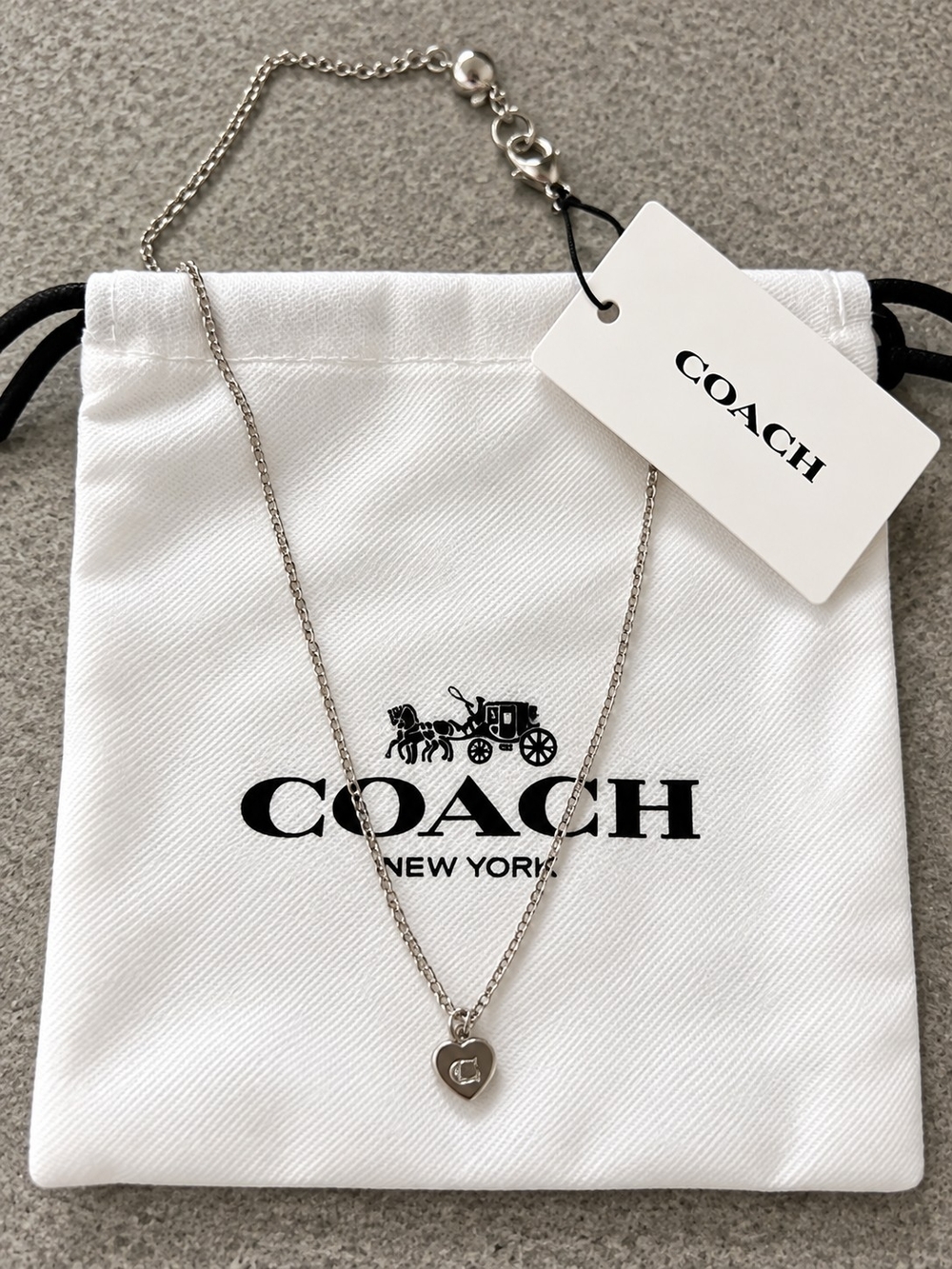 COACH Silver Heart Pendant NWT